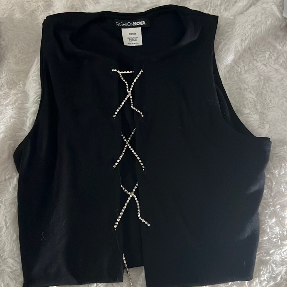 Rhinestone braided crop top